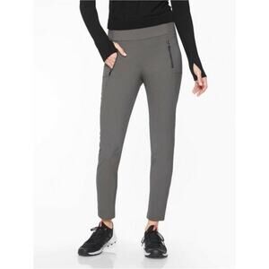 Athleta Pants Womens 2 Gray Highline Hybrid Nylon Pull On Zip Pockets Stretch